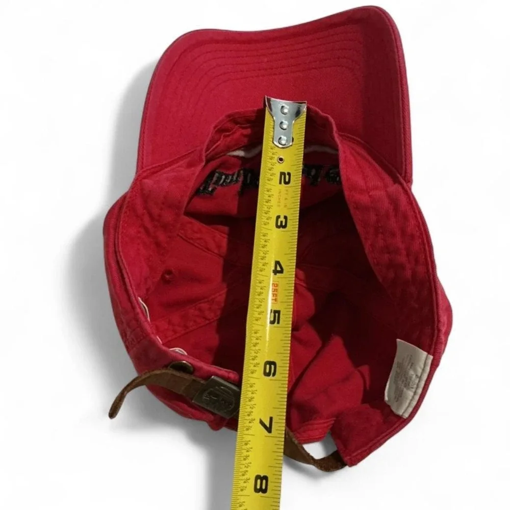 Timberland Baseball‎ Cap Mens OSFM Red Excellent Leather Strapback Logo Hat